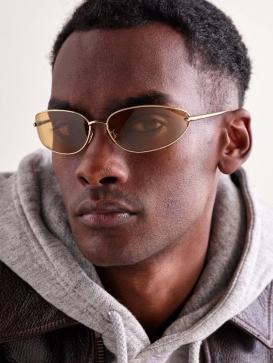 New Loewe LW40164U 32E Gold Metal Frame Sunglasses with Amber Lenses, Authentic main image 4